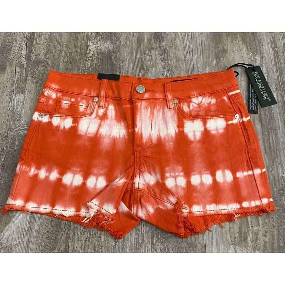 Blank NYC Essex Classic Cut Off Denim Jean Shorts Tie Dye Orange Women’s Sz 2/25
